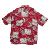 CAMPIA Mens Hawaiian Shirt Red Floral L
