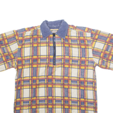 AUTHENTIC CONCEPT 1/4 Zip Mens Polo Shirt Blue Check S