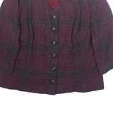 MODELE Womens Blazer Jacket Purple Plaid L