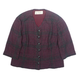 MODELE Womens Blazer Jacket Purple Plaid L