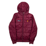 ELLESSE Womens Puffer Coat Maroon Hooded S