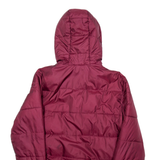 ELLESSE Womens Puffer Coat Maroon Hooded S