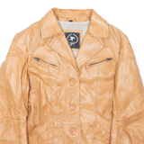 GIPPY Womens Aviator Coat Brown Leather S