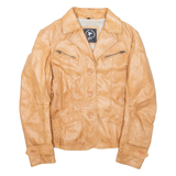 GIPPY Womens Aviator Coat Brown Leather S