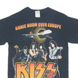 GILDAN Kiss Mens T-Shirt Black Crew Neck S