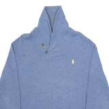 POLO RALPH LAUREN Mens Sweatshirt Blue Button Neck M
