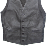 ANGELO LITRICO Mens Waistcoat Black Faux Leather S