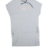DKNY Hooded Oversized Womens Jumper Dress Grey Short Sleeve Knee Length S