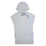DKNY Hooded Oversized Womens Jumper Dress Grey Short Sleeve Knee Length S
