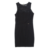 GUESS Womens Bodycon Dress Black Sleeveless Knee Length UK 4