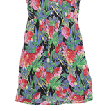 Womens Day Dress Black 90s Floral Short Sleeve Long M
