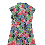 Womens Day Dress Black 90s Floral Short Sleeve Long M