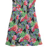 Womens Day Dress Black 90s Floral Short Sleeve Long M