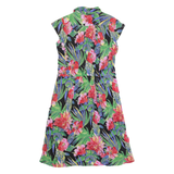 Womens Day Dress Black 90s Floral Short Sleeve Long M