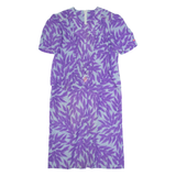Womens Pencil Dress Purple 90s Floral Short Sleeve Midi L