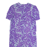 Womens Pencil Dress Purple 90s Floral Short Sleeve Midi L