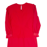 Womens Pencil Dress Red 90s Long Sleeve Midi L