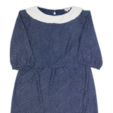 JENNY Womens Day Dress Blue 90s Spotted Midi L