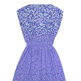 MELISSA PETITES Womens Day Dress Purple 90s Floral Sleeveless Midi XS