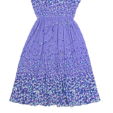 MELISSA PETITES Womens Day Dress Purple 90s Floral Sleeveless Midi XS