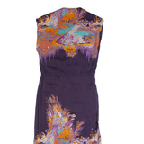 UP BEAT Womens Pencil Dress Purple Crazy Pattern Sleeveless Long S