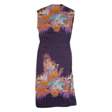 UP BEAT Womens Pencil Dress Purple Crazy Pattern Sleeveless Long S
