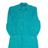 BILLY JACK Womens A-Line Dress Blue Spotted Long Sleeve Midi M