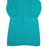 BILLY JACK Womens A-Line Dress Blue Spotted Long Sleeve Midi M