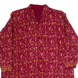 Womens Day Dress Red 90s Paisley Long Sleeve Short XL