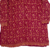 Womens Day Dress Red 90s Paisley Long Sleeve Short XL