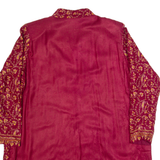 Womens Day Dress Red 90s Paisley Long Sleeve Short XL