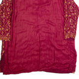 Womens Day Dress Red 90s Paisley Long Sleeve Short XL