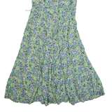 ED MICHAELS Womens A-Line Dress Green 90s Floral Sleeveless Long S