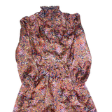 Womens A-Line Dress Pink Spotted Long Sleeve Long S