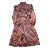 Womens A-Line Dress Pink Spotted Long Sleeve Long S