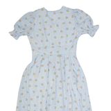 Womens A-Line Dress Blue Floral Short Sleeve Long L