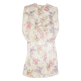 MARINETTE Womens Day Dress Cream 90s Floral Long Sleeve Midi S