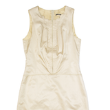 HUGO BOSS Womens Pencil Dress Gold Silk Sleeveless Knee Length UK 10