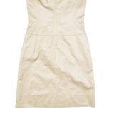 HUGO BOSS Womens Pencil Dress Gold Silk Sleeveless Knee Length UK 10