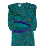 KWAI Womens Pencil Dress Green 90s Paisley Midi S