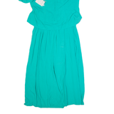 KARIN STEVENS Womens Day Dress Green Short Sleeve Long M