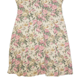 UNI MONDO Womens Tea Dress Cream 90s Floral Short Sleeve Long XL