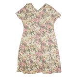 UNI MONDO Womens Tea Dress Cream 90s Floral Short Sleeve Long XL