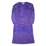NINA RICK Womens Fit & Flare Dress Purple Long Sleeve Midi UK 14