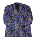 Womens Shift Dress Grey 90s Crazy Pattern Midi L