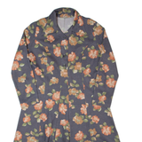 Womens A-Line Dress Grey 90s Floral Long Sleeve Midi M
