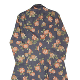 Womens A-Line Dress Grey 90s Floral Long Sleeve Midi M