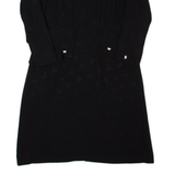 Womens A-Line Dress Black 90s Long Sleeve Midi L
