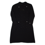 Womens A-Line Dress Black 90s Long Sleeve Midi L