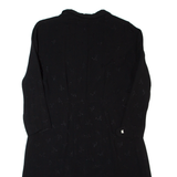 Womens A-Line Dress Black 90s Long Sleeve Midi L